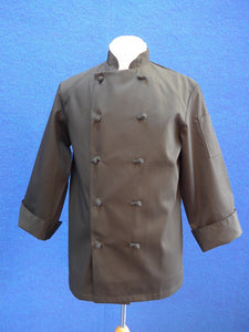 black chef coat with knot buttons
