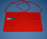 Red server apron with 3 pockets